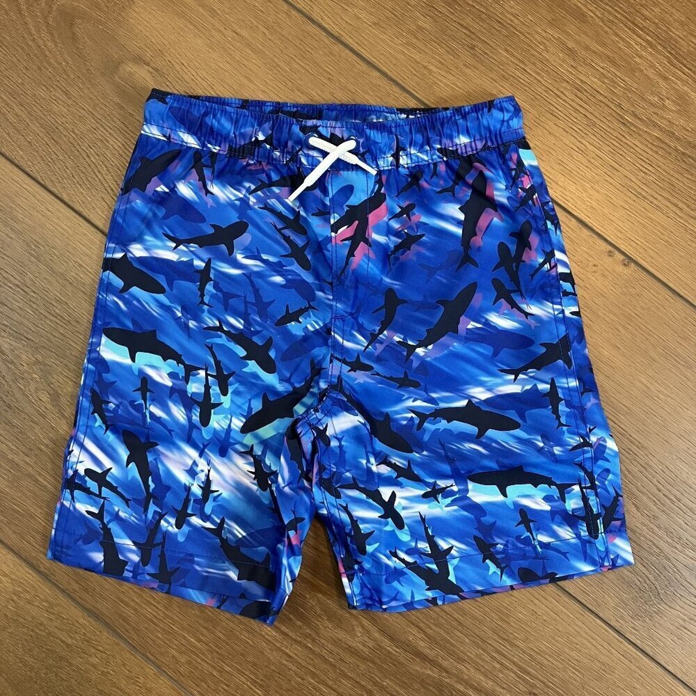 Lands' End NWT Blue Shark Swim Trunks Shorts Swimsuit Sz S